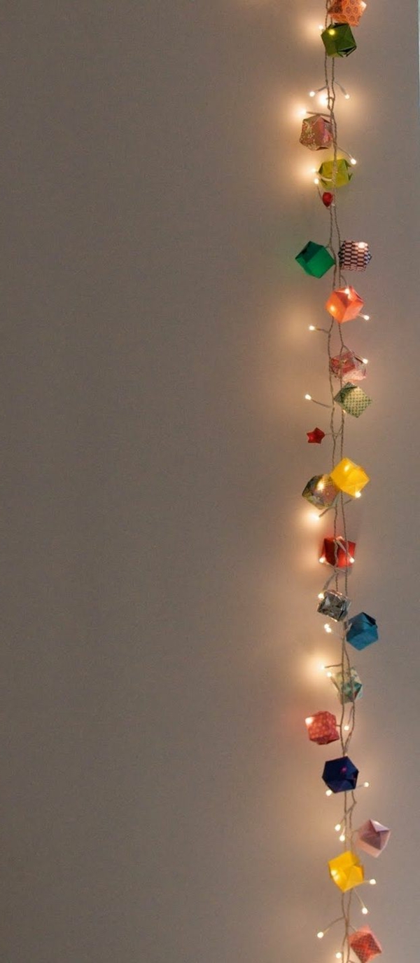 origami zu weihnachten bunte leuchtende dekoartikel