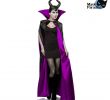 Schwarzes Halloween Kleid Schön Dunkle Fee Kostüm Mit Hörnermaske Und Umhang
