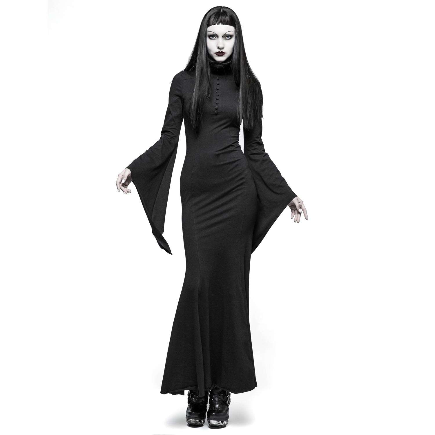 Schwarzes Kleid Halloween Genial Gothic Mermaid Kleid Mit Trompetenärmeln