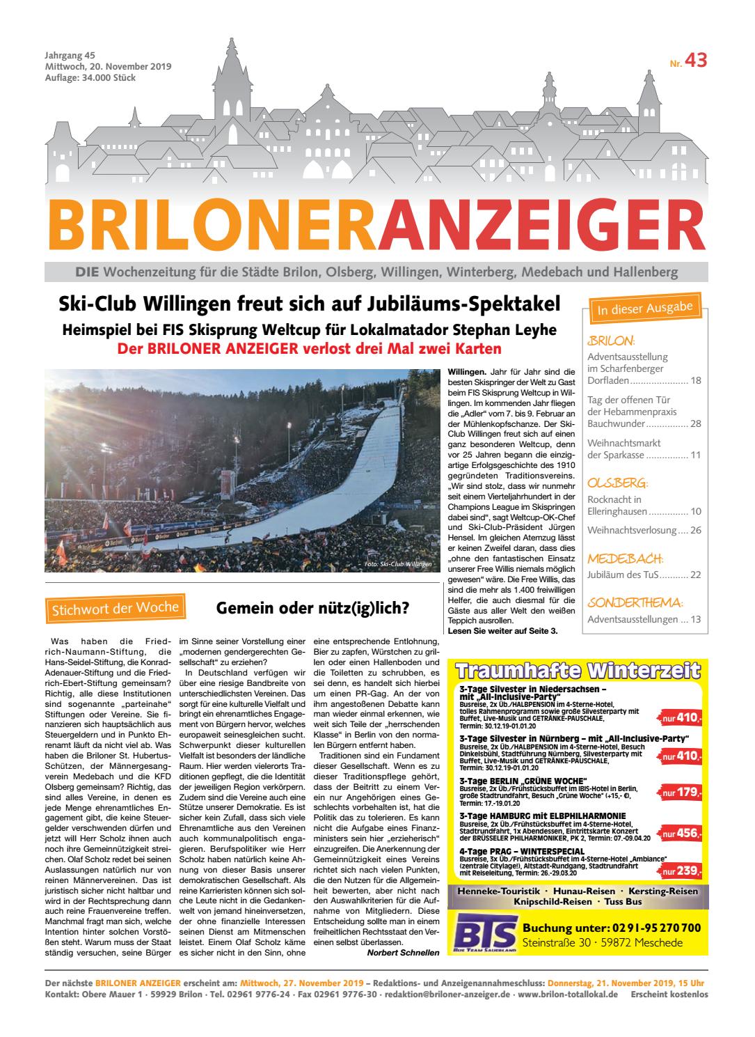 Shop Mein Schoener Garten De Heft Angebote Schön Briloner Anzeiger Ausgabe Vom 20 11 2019 Nr 43 by Brilon