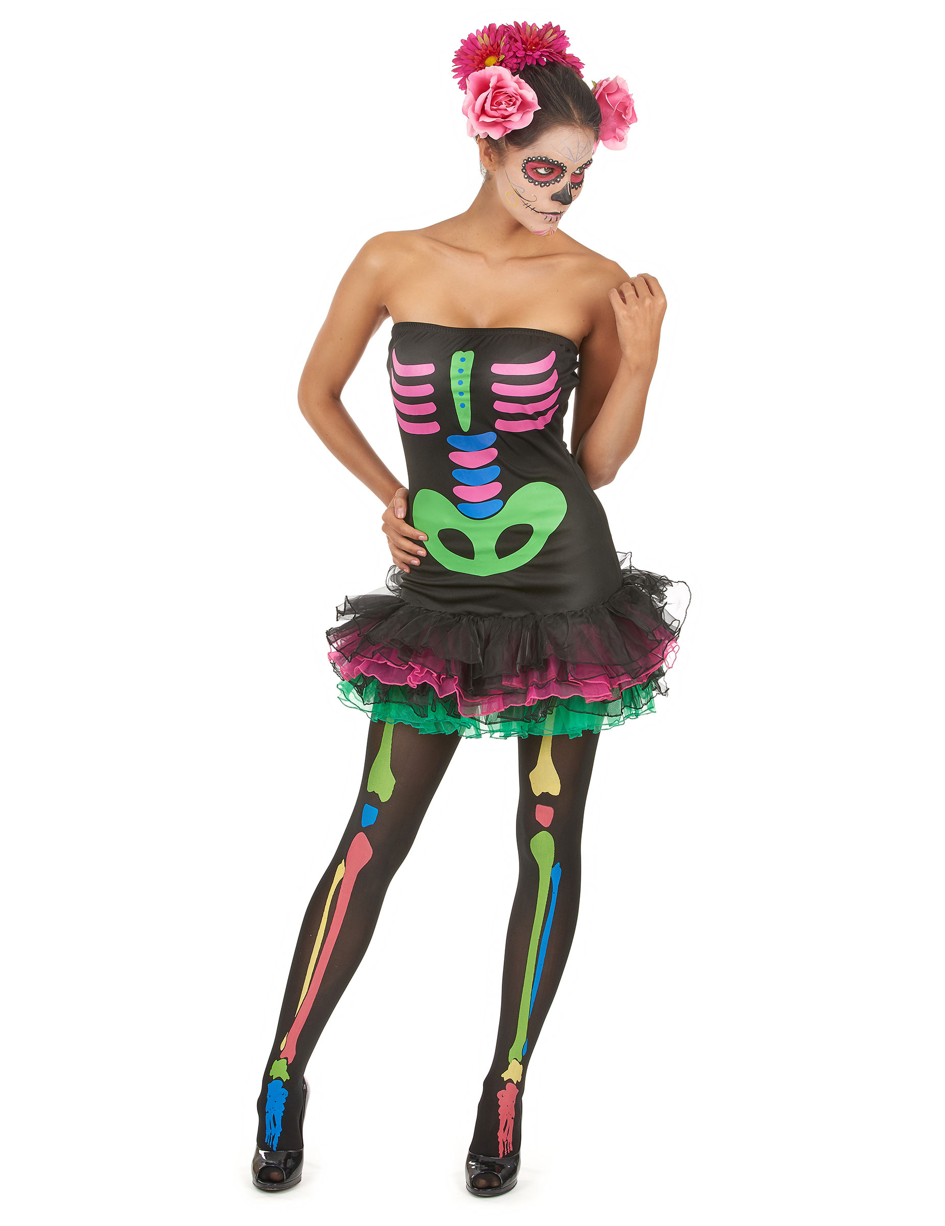 Skelett Halloween KostÃ¼m Neu Halloween Skelett Kostüm Für Damen Farbig Kostüme Für