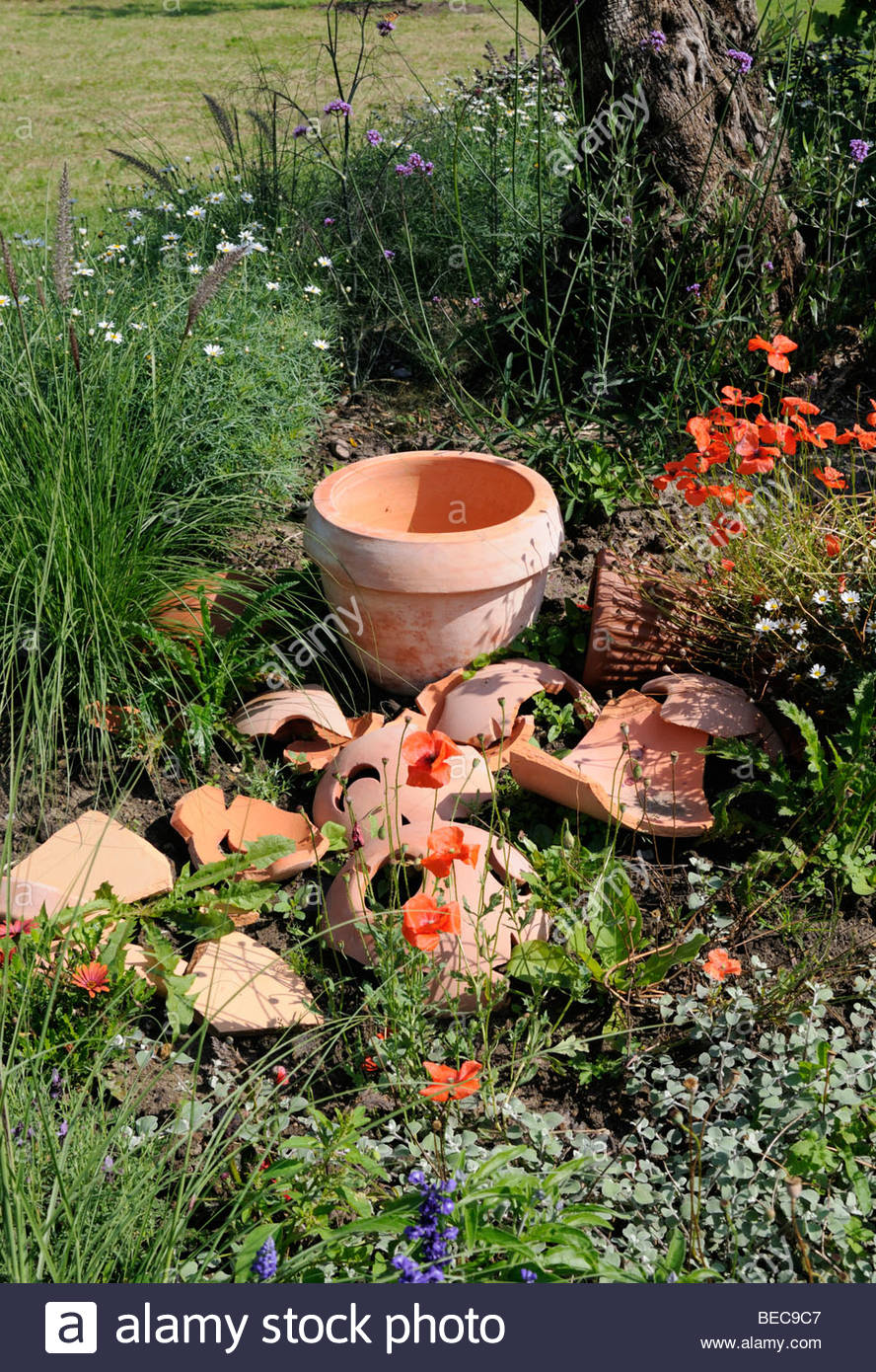 Stele Gartendekoration Elegant Garden Broken Pot Stock S & Garden Broken Pot Stock