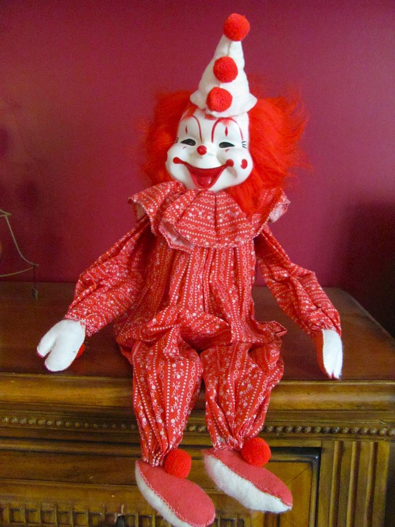 Tischdeko Halloween Inspirierend Antique Scary Creepy It Clown 26" Tall Marionette Shelf Sitter Halloween Prop Vintage Dolls toys Uni Collectibles Games Figures