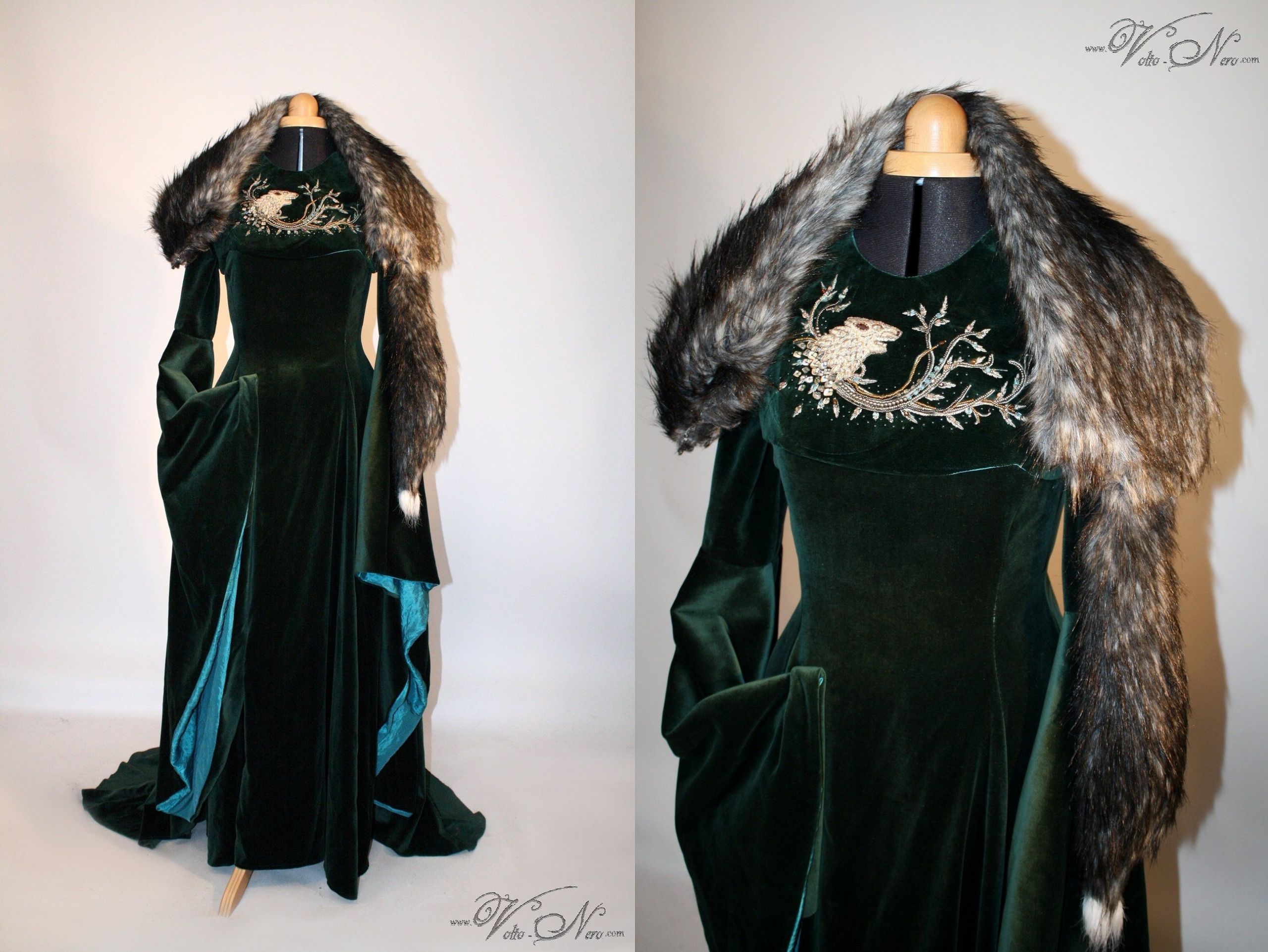 Vampir Kleid Damen Genial Sansa Stark Season 6 Game Of Thrones Direwolf Velvet Gown