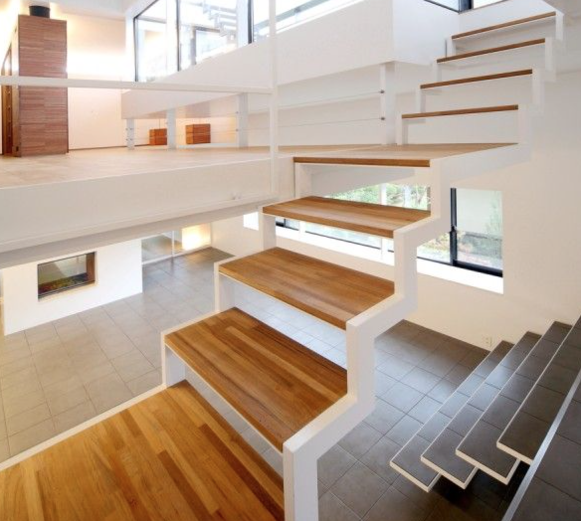 Vorgartengestaltung Inspirierend Freie Treppe Weiß Stahl Randgerüst Holz Elemente