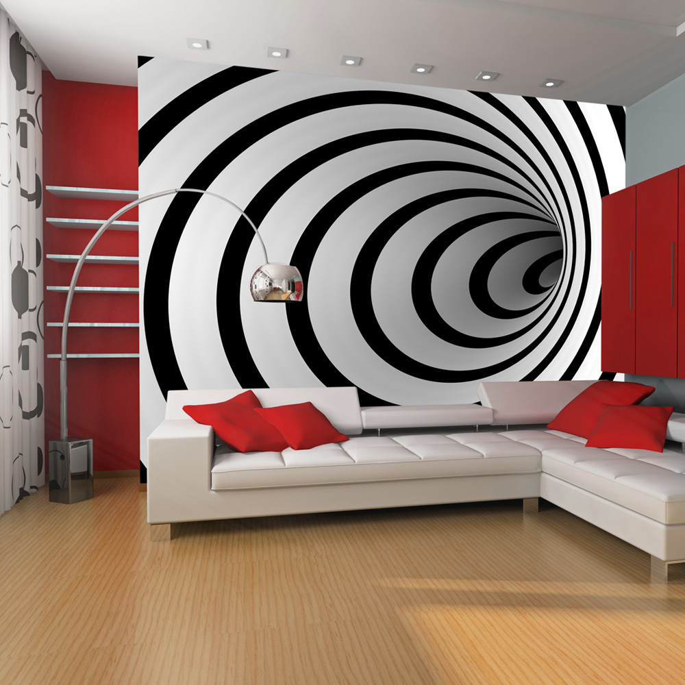 wallpaper black and white 3d tunnel