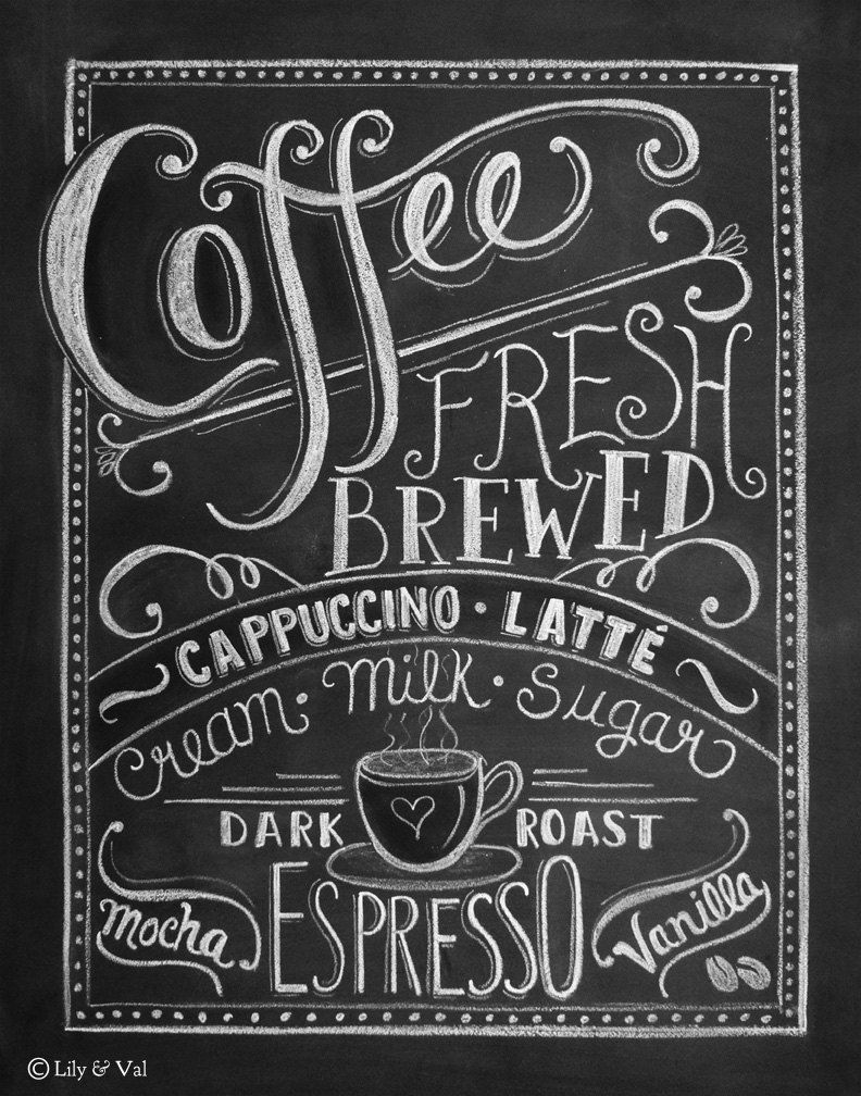 Wanddeko Rost Inspirierend Coffee Art Print Chalkboard Art Kitchen Chalkboard Print
