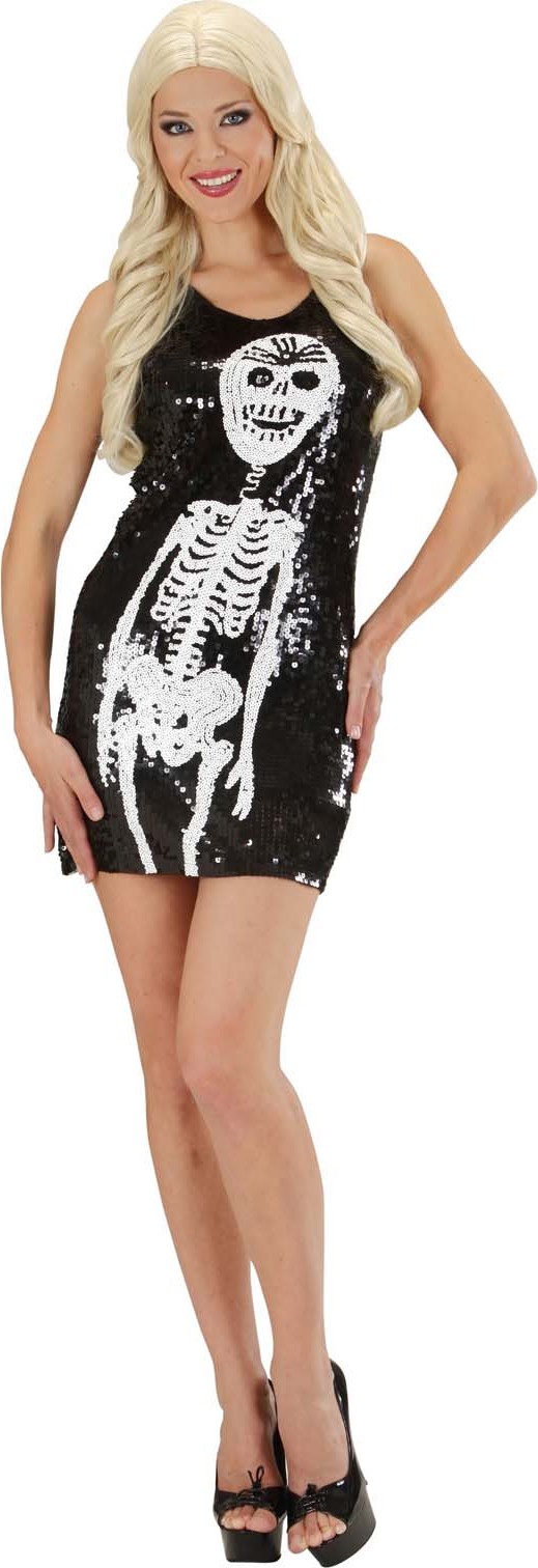 WeiÃŸes Kleid Halloween Inspirierend Skelett Halloween Kleid Mit Pailletten Schwarz