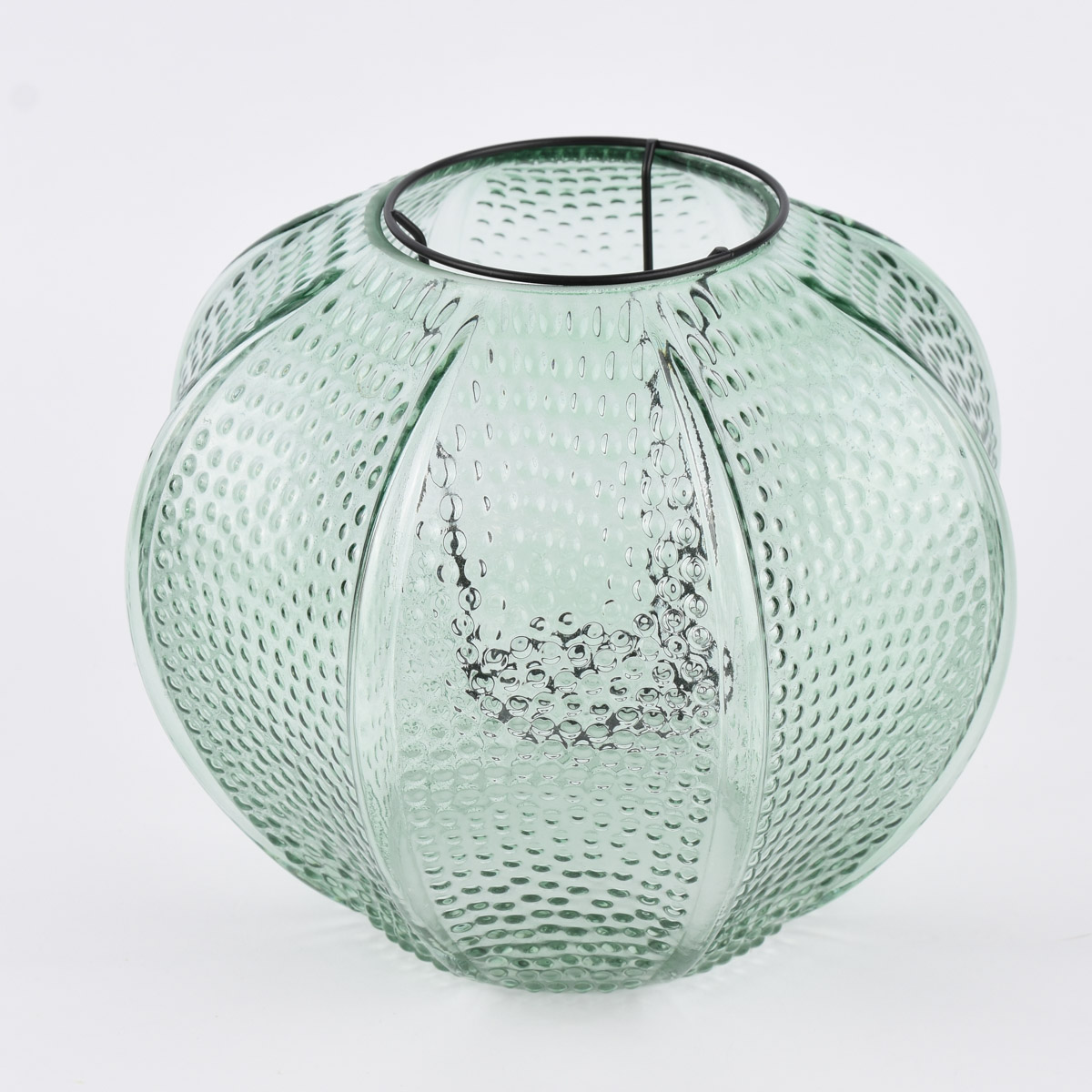 Windlicht Rostoptik Luxus Windlicht Perlen Struktur Glas Klar Grün 26x21cm