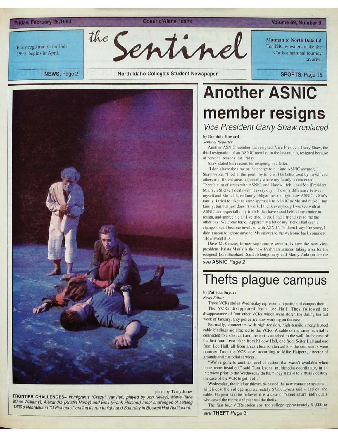 Garten Müller Köln Schön the north Idaho College Sentinel Vol 69 No 9 Feb 26 1993