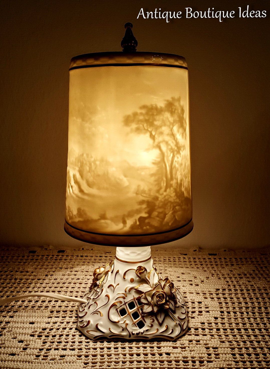 Hellmann Versand Schön Unique Vintage Lithophane Lamp Bedside Table Lamp Vintage