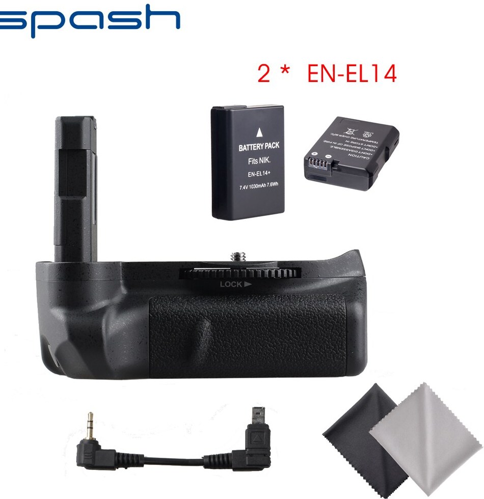 spash Vertical Battery Grip with 2pcs EN EL14 Batteries for font b Nikon b font D5300