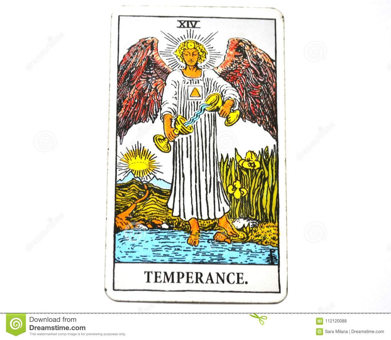 Tarot Garten toskana Luxus Temperance Tarot Card Healing Harmony Adaptability Stock