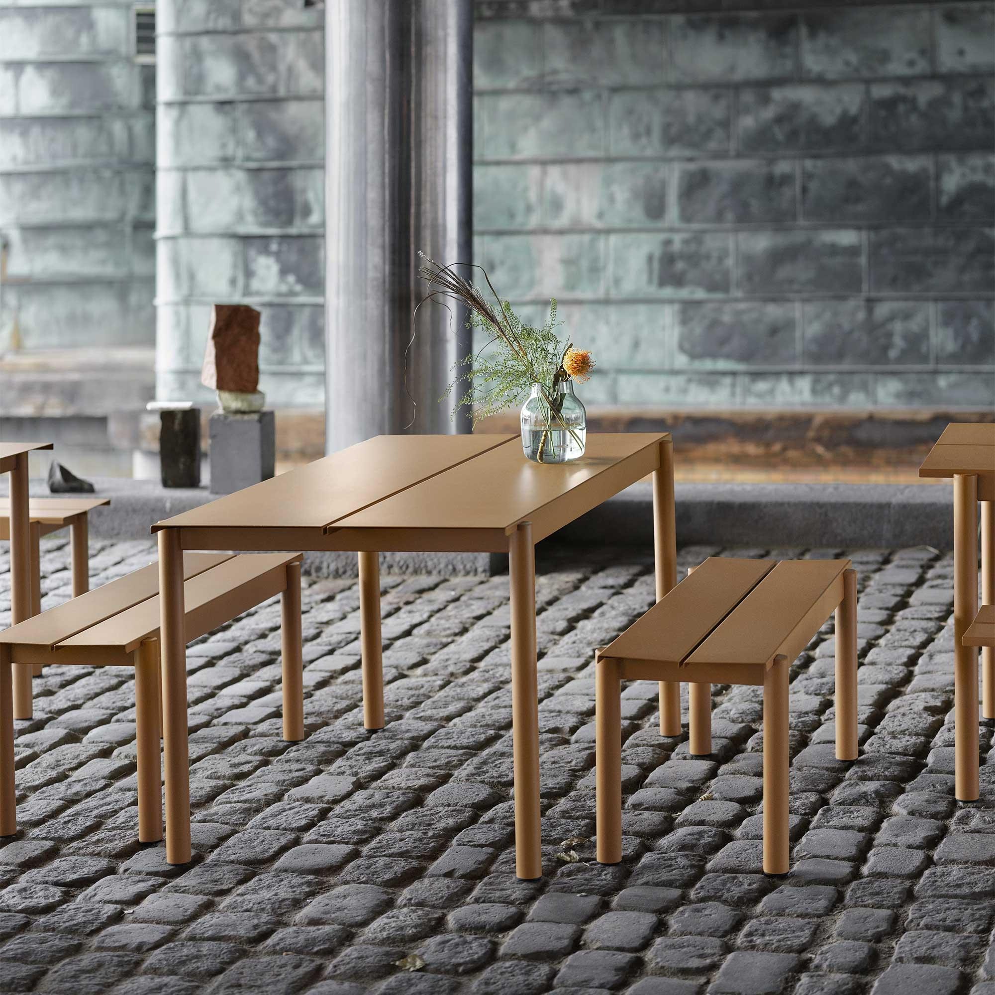 Teak Gartenbank Einzigartig Linear Steel Outdoor Table 140x75cm