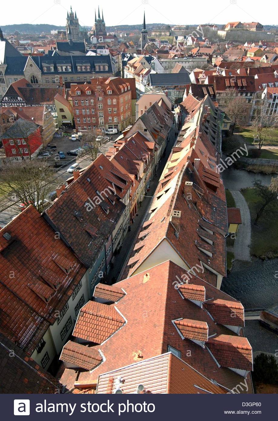 dpa an attractive few across the rooftops of the old town of erfurt D3GP60